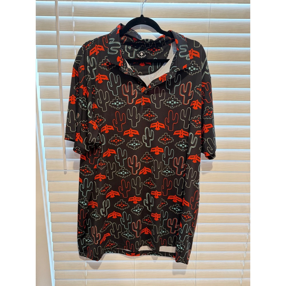 RAISED BY COYOTES Mens XXL Polo Shirt Desert Cactus Thunderbird